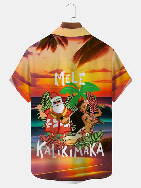 Men's Christmas Funny Graphic Short Sleeve Hawaiian Shirt